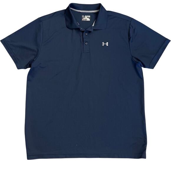 ***SOLD*** Under Armour Performance Heat Gear Golf Polo Shirt Size 2XL Blue - Picture 1 of 3